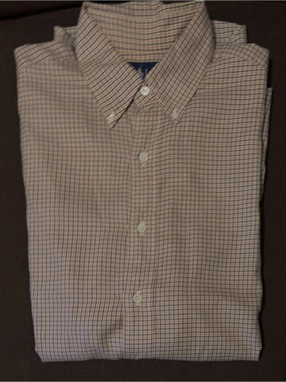 Ralph Lauren Men's Button-Down Check Shirt - Brown/Blue. Like New Condition.